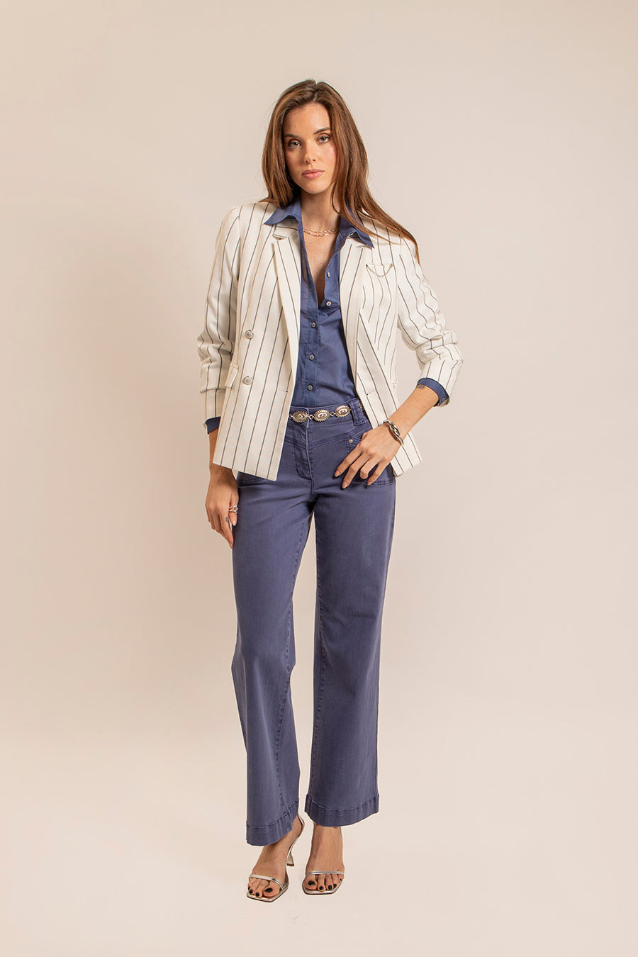 Chemise en coton coloris lavande | Elora