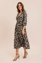 Robe bohème noire et écrue | Elora