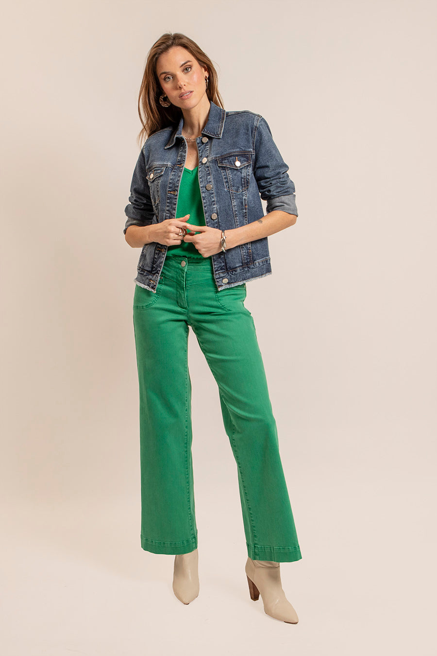 Pantalon évasé vert | Elora