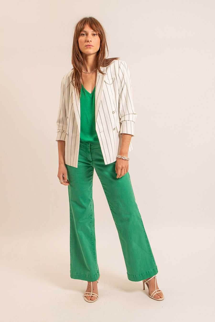 Pantalon évasé vert | Elora