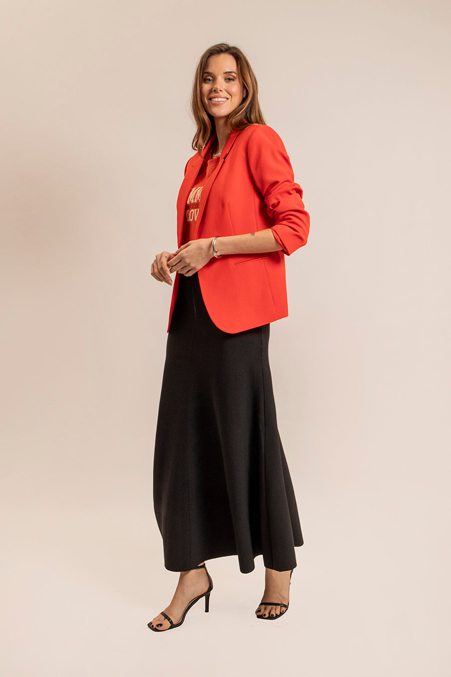 Veste tailleur infroissable orange | Elora