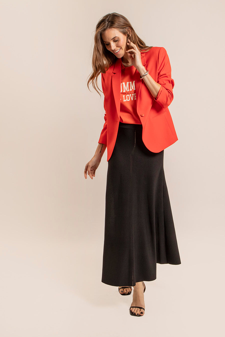 Jupe longue évasée noire | Elora