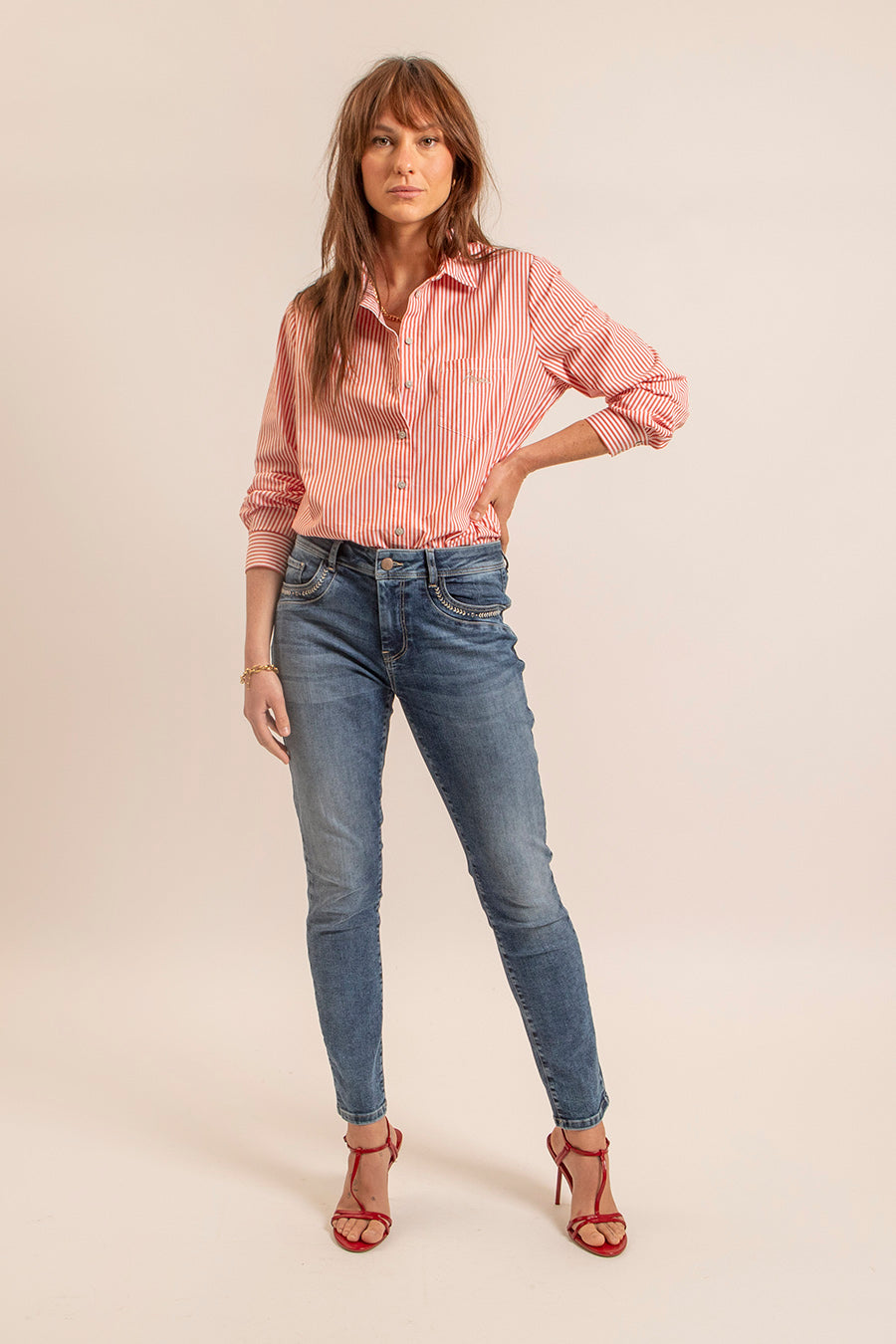 Chemise rayée orange | Elora