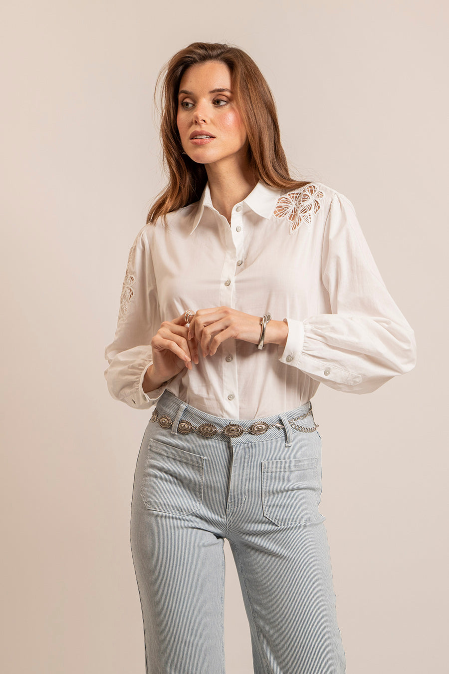 Chemise en coton coloris écru | Elora