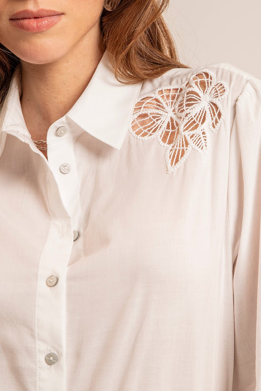 Chemise en coton coloris écru | Elora