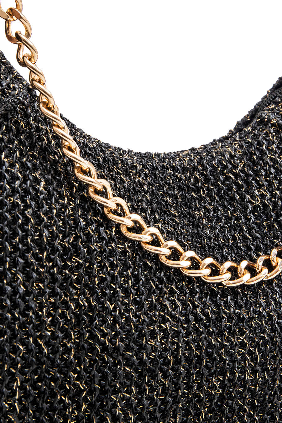 Sac forme lune noir et lurex | Elora