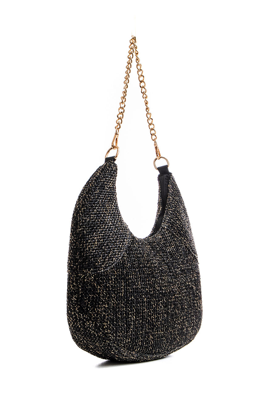 Sac forme lune noir et lurex | Elora