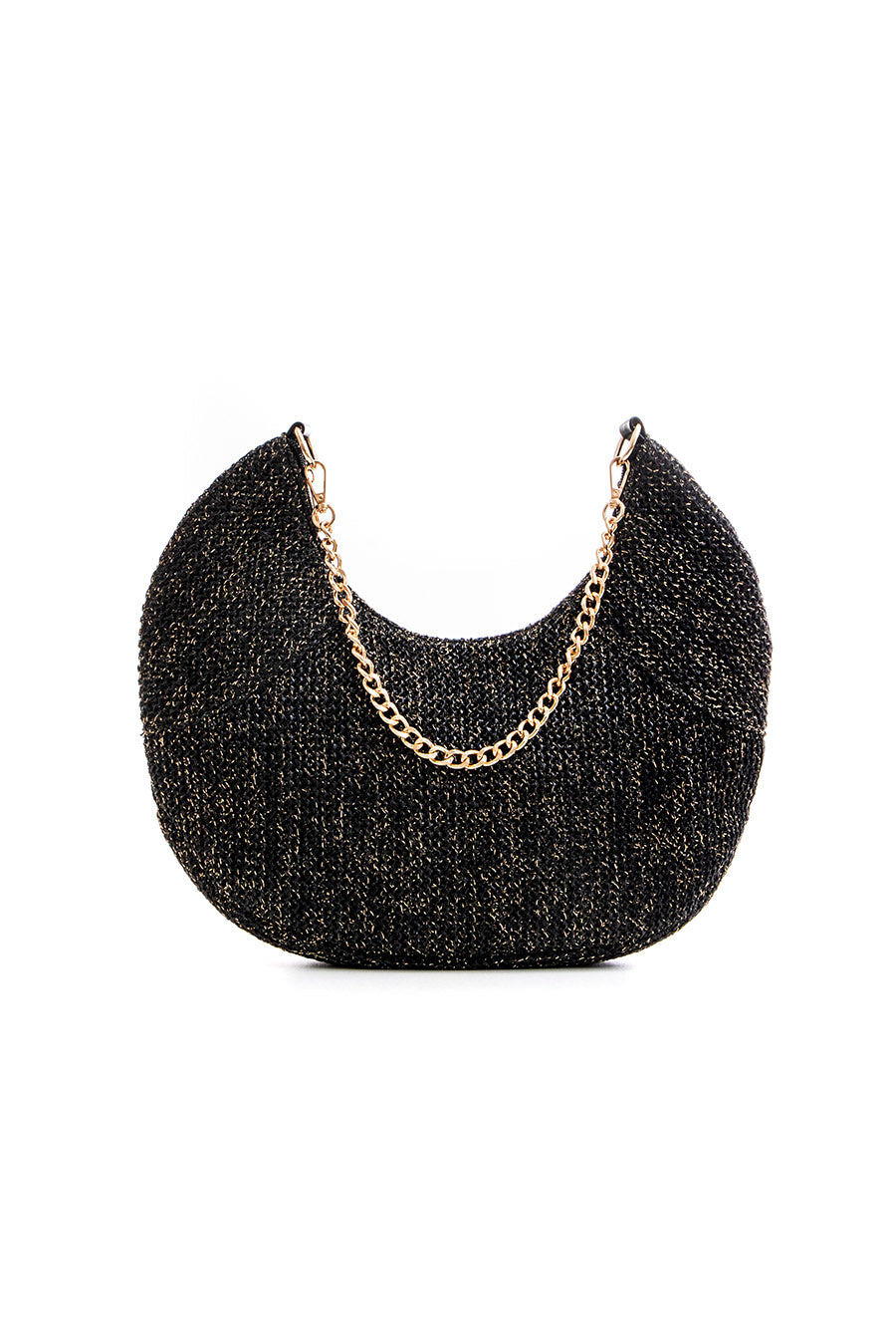 Sac forme lune noir et lurex | Elora