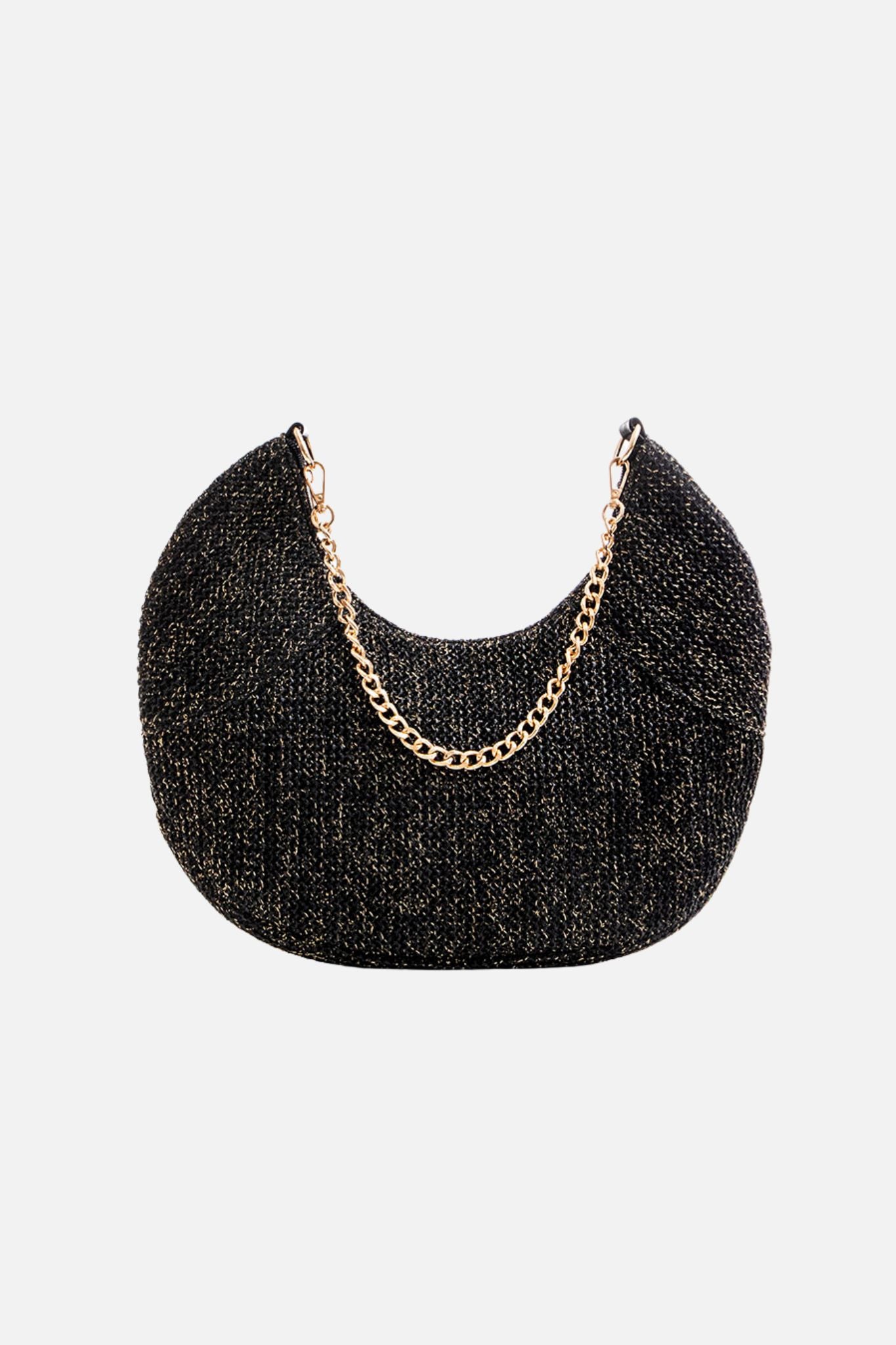 Sac forme lune noir et lurex | Elora