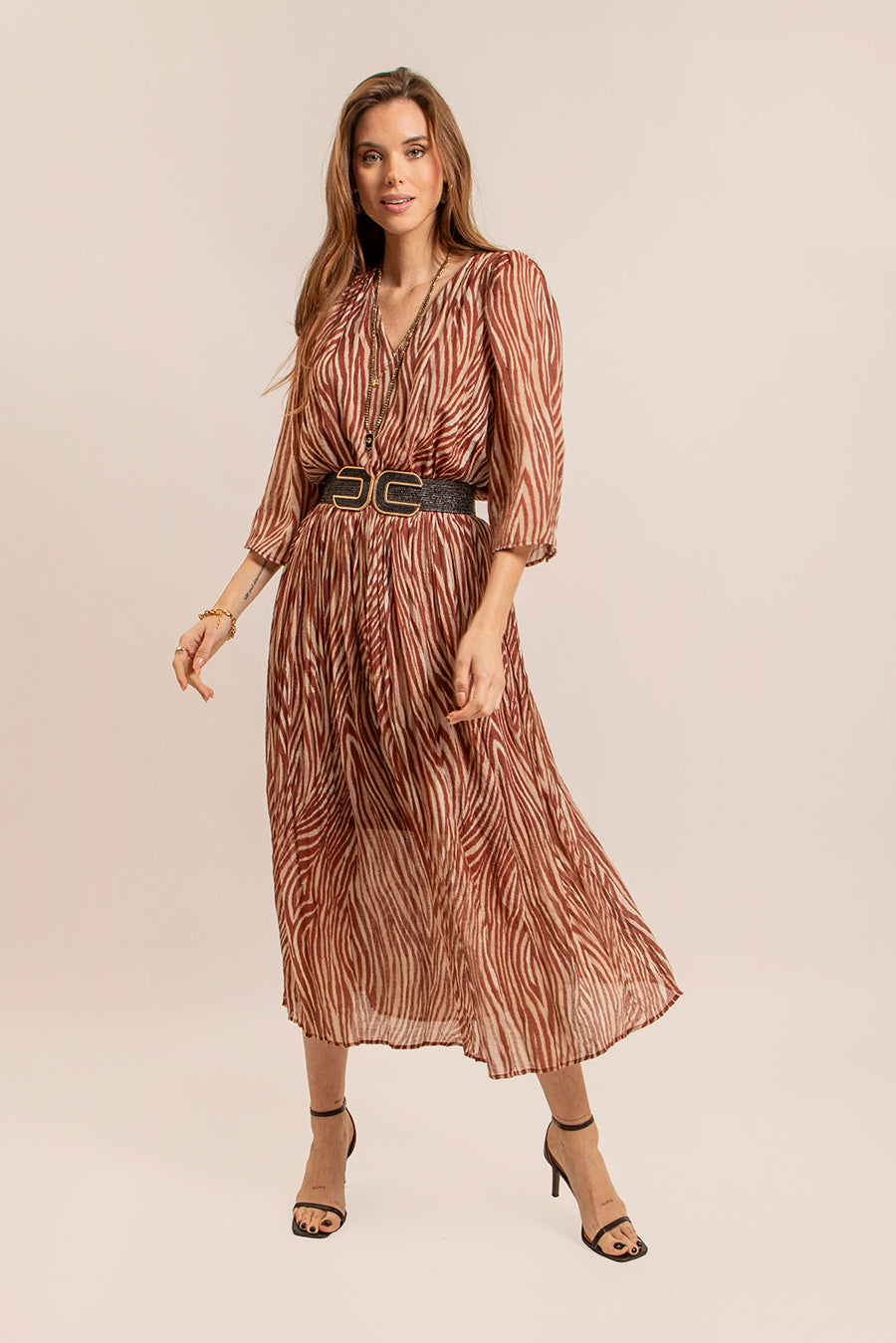 Robe motif zèbre chocolat | Elora