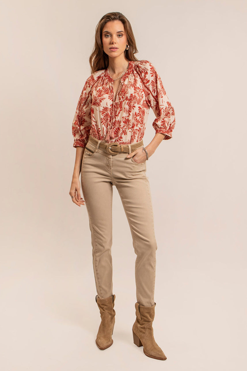 Blouse en coton imprimé brique | Elora