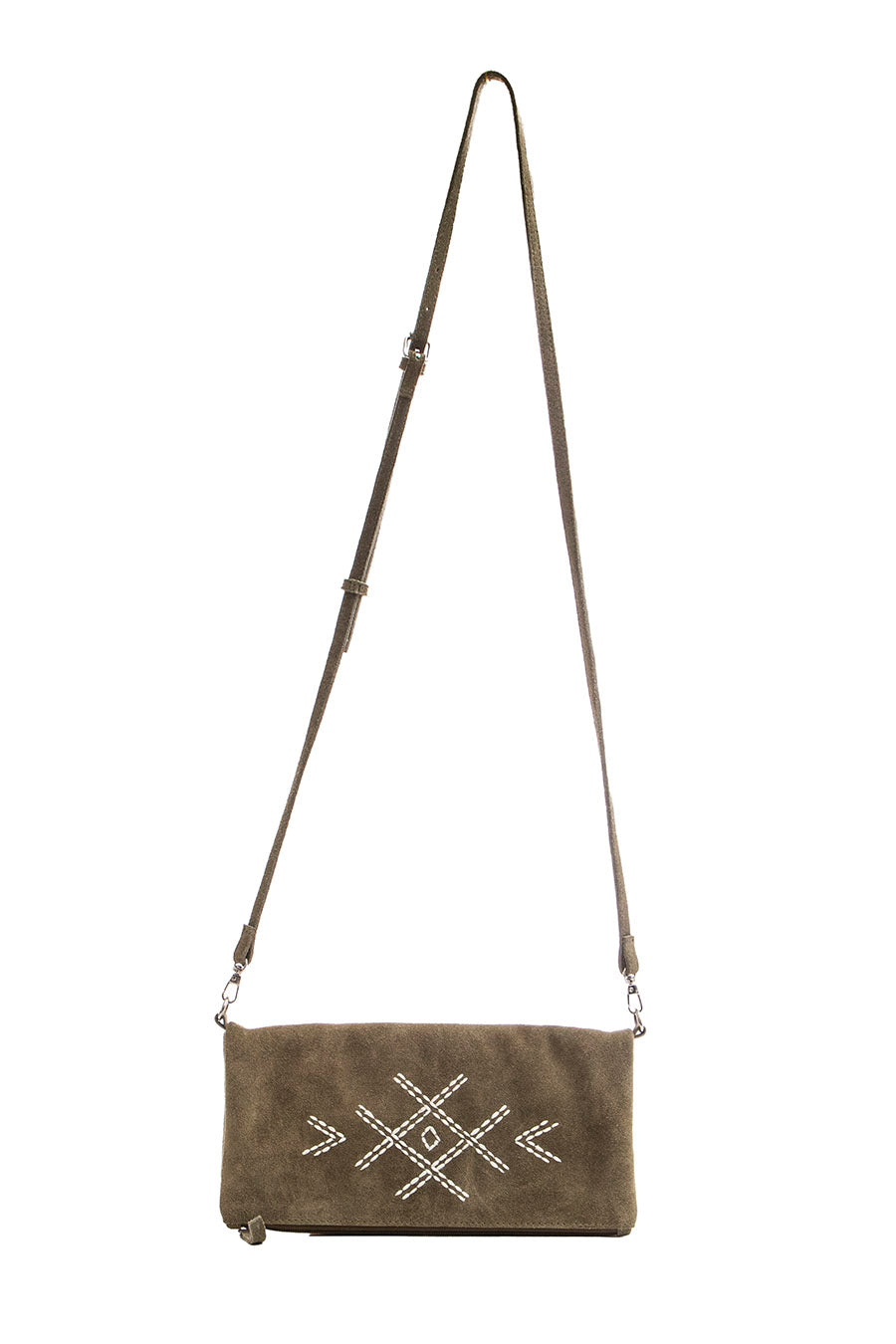 Pochette en daim sauge | Elora