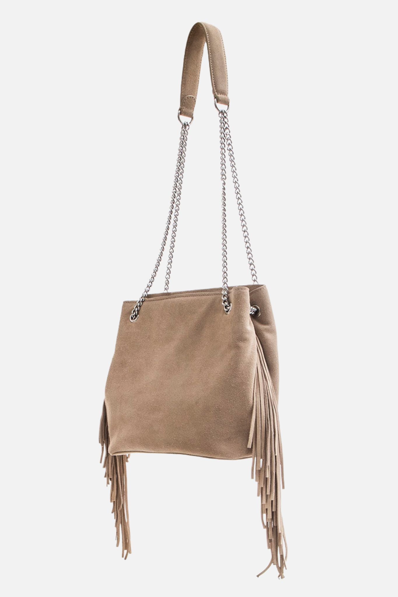Sac frangé en daim sable | Elora
