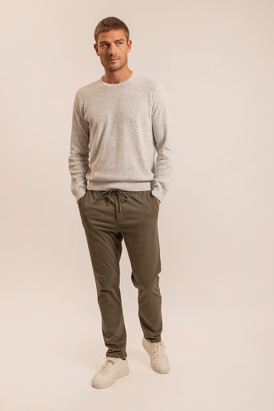 Pull col rond coloris grege | Elora