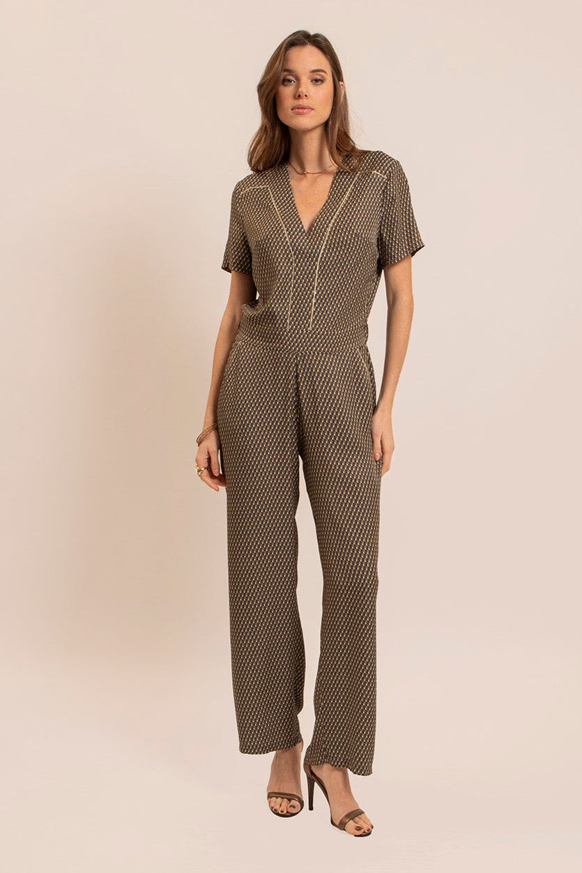 Combipantalon coloris violet et olive | Elora