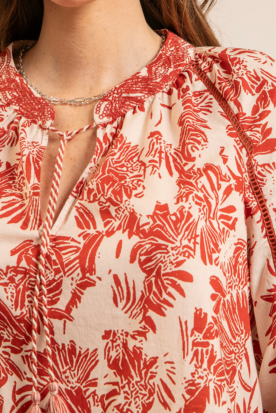 Blouse en coton imprimé brique | Elora