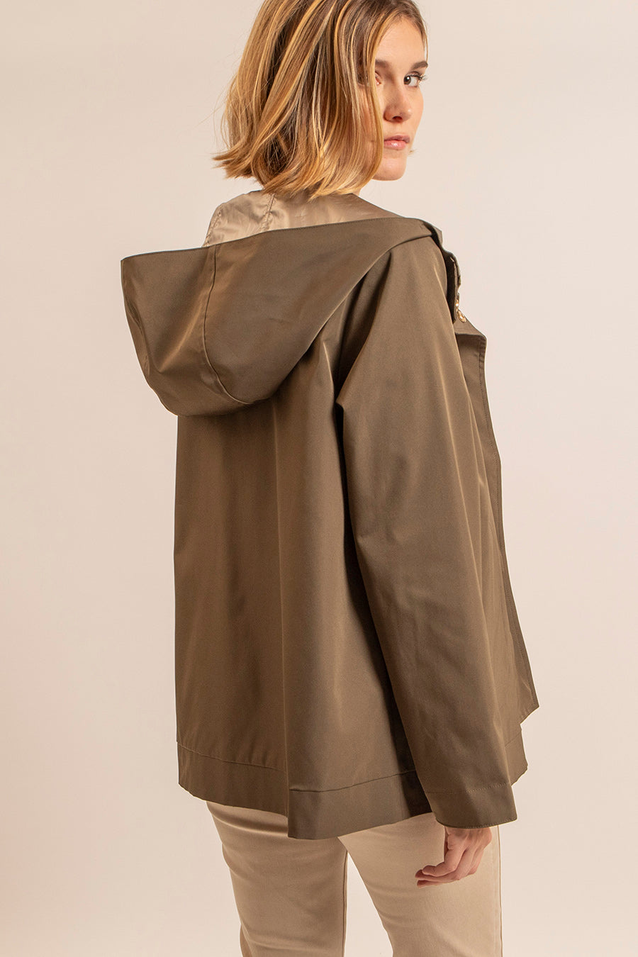 Parka réversible kaki et bronze | Elora
