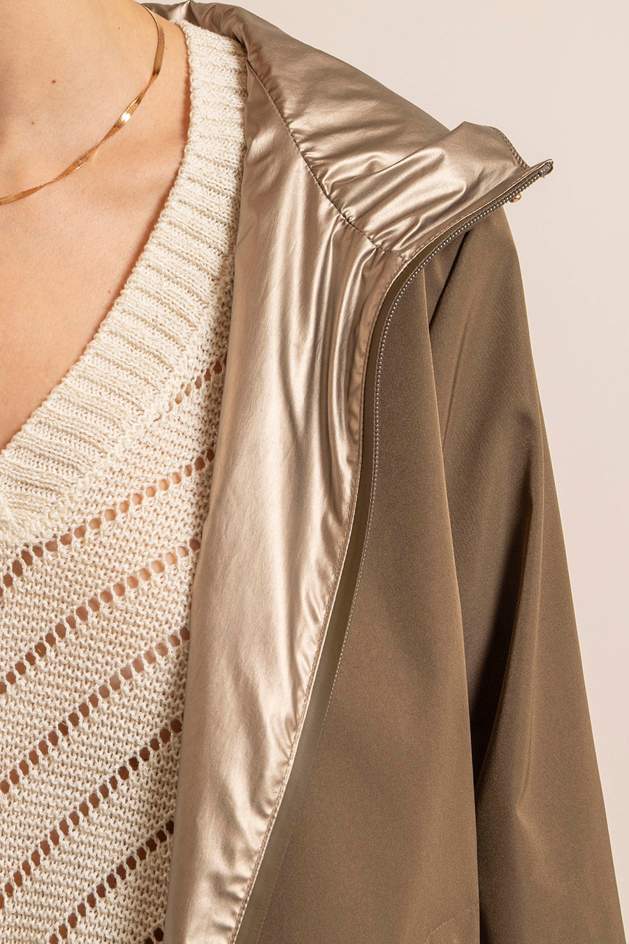 Parka réversible kaki et bronze | Elora