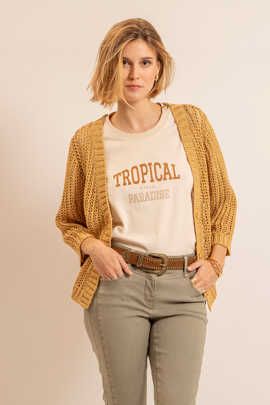 Tee-Shirt printé beige | Elora
