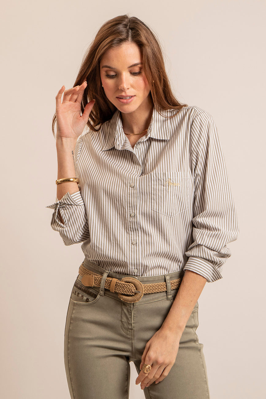 Chemise rayée kaki | Elora