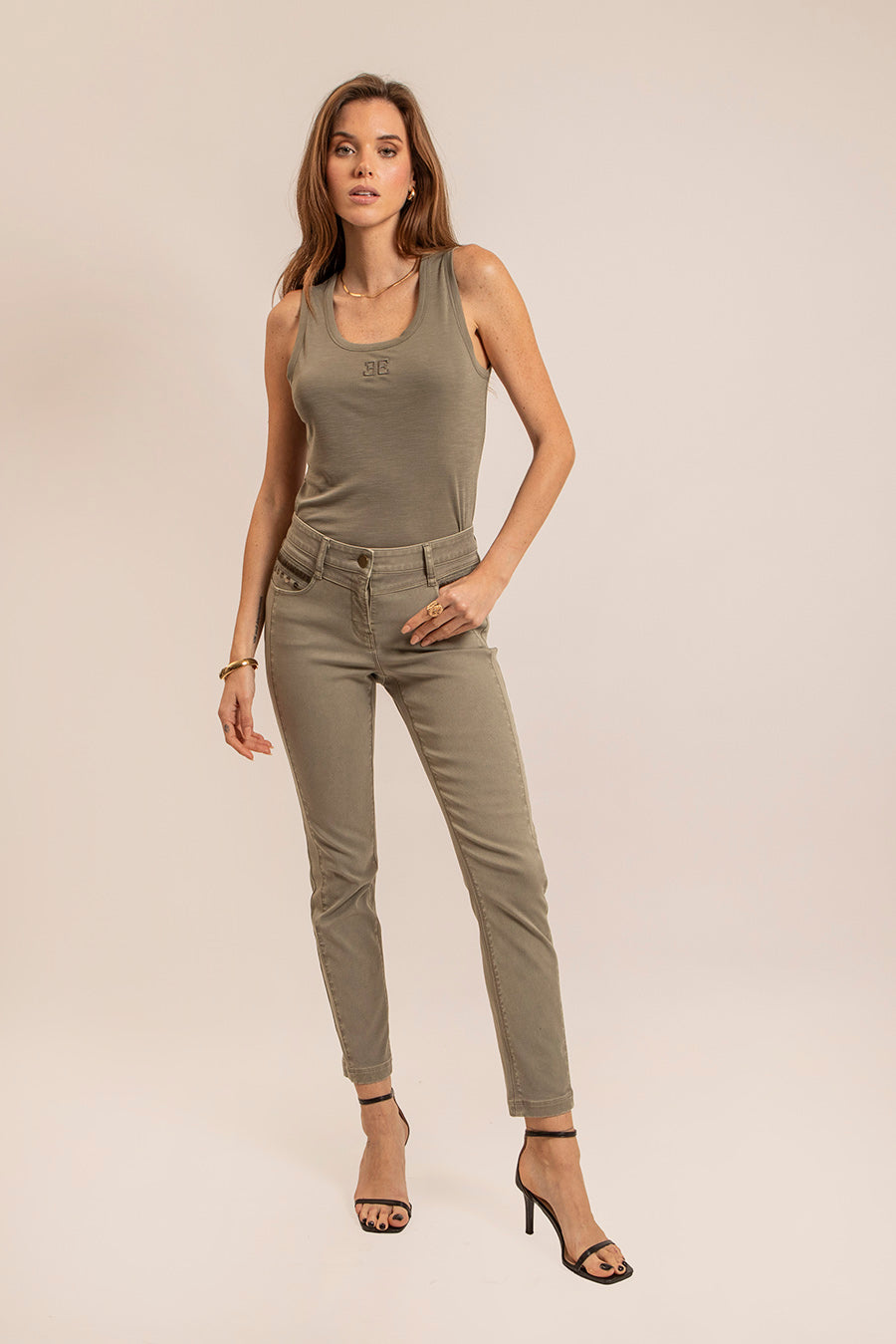 Débardeur en modal coloris sauge | Elora