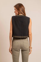 Gilet boléro noir et kaki | Elora