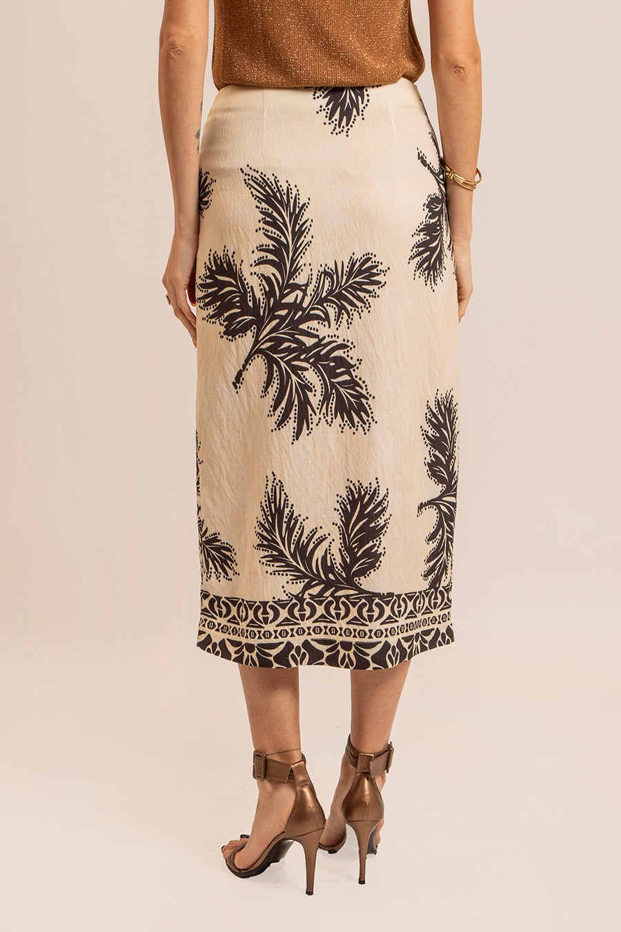 Jupe paréo beige et noire | Elora