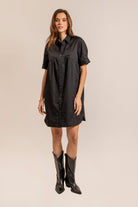 Robe chemise noire | Elora