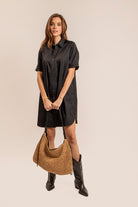 Robe chemise noire | Elora
