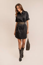 Robe chemise noire | Elora