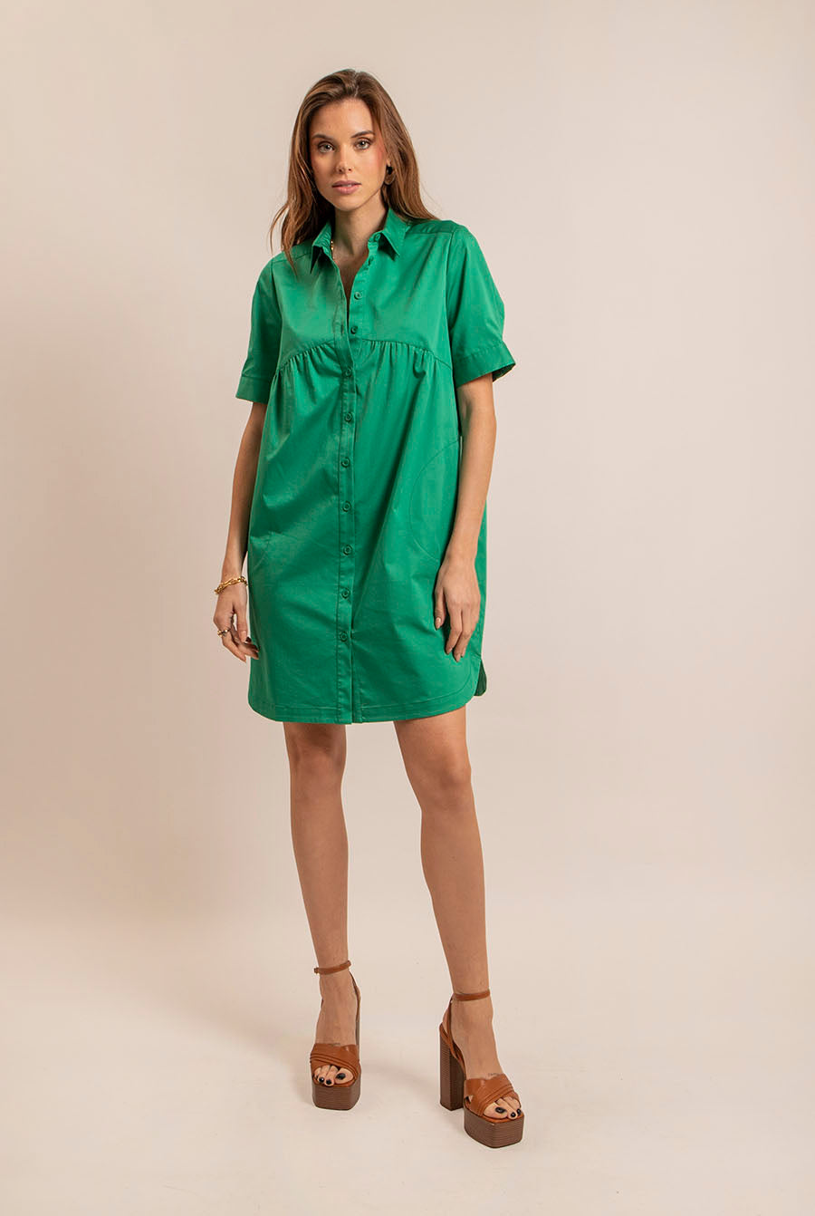 Robe chemise verte | Elora