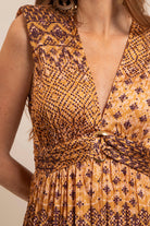 Robe longue plissée dorée | Elora