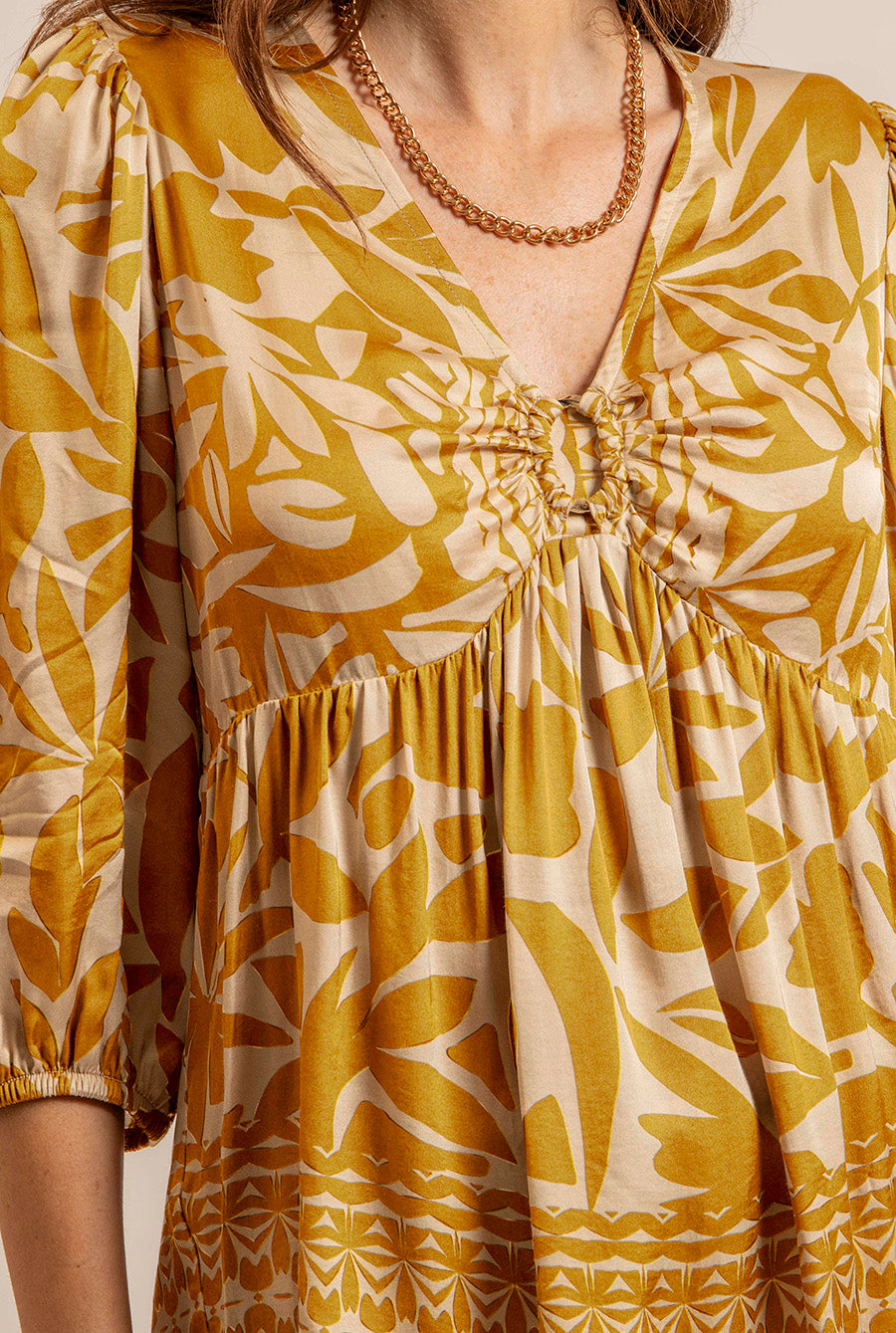 Blouse imprimé écru et ocre | Elora