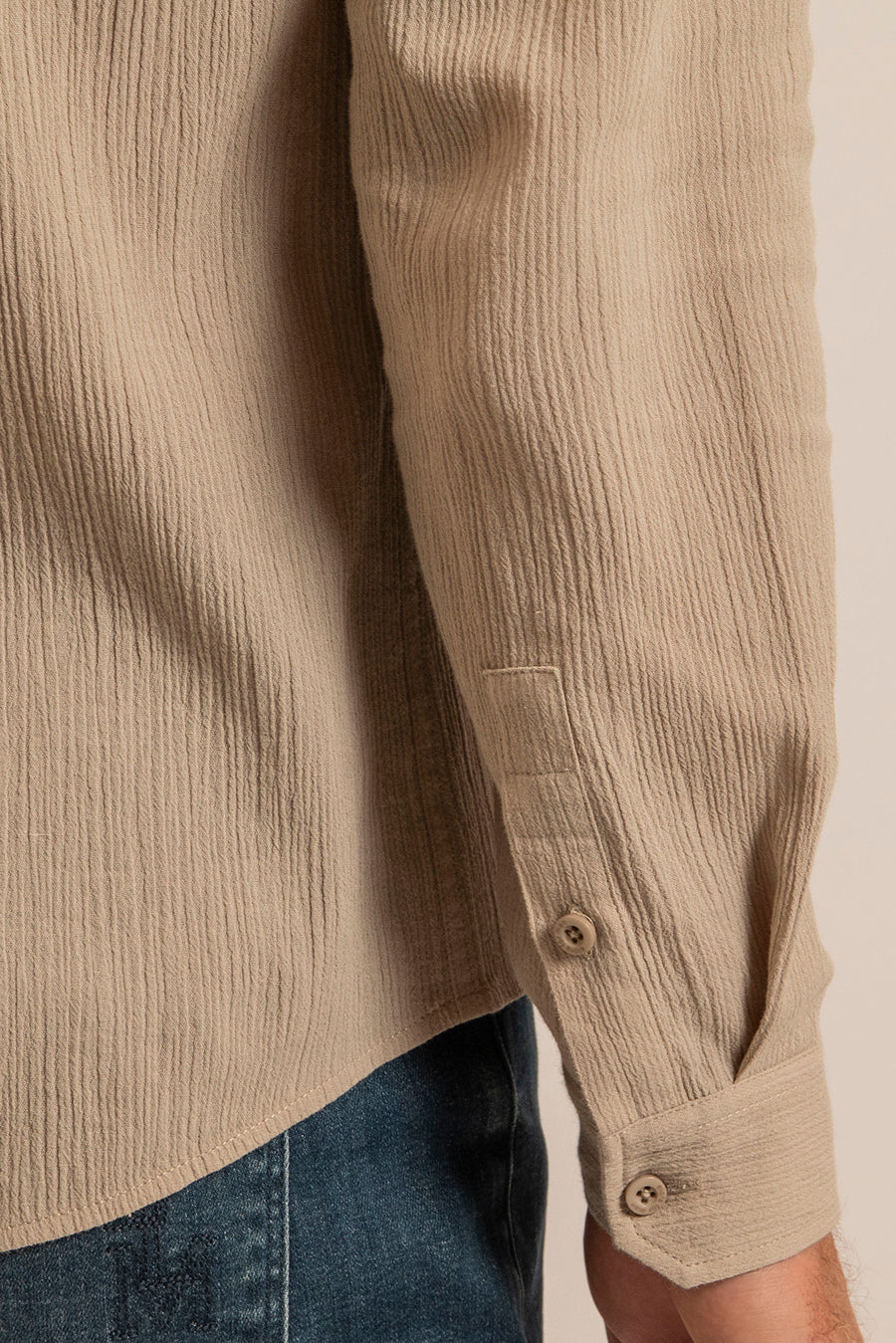 Chemise col mao kaki clair | Elora