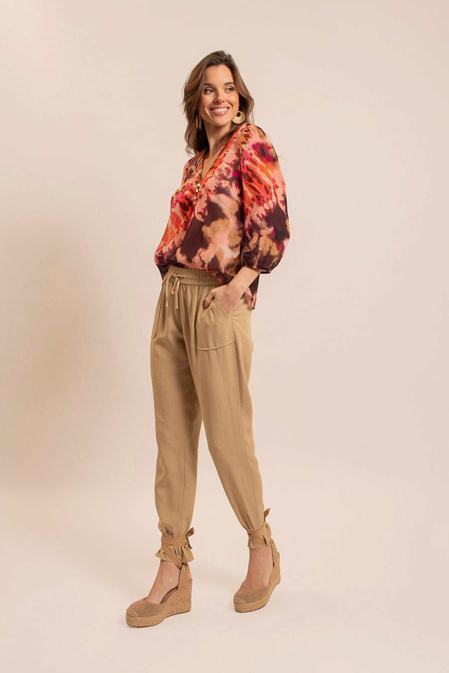 Blouse tie and dye rose et brique | Elora