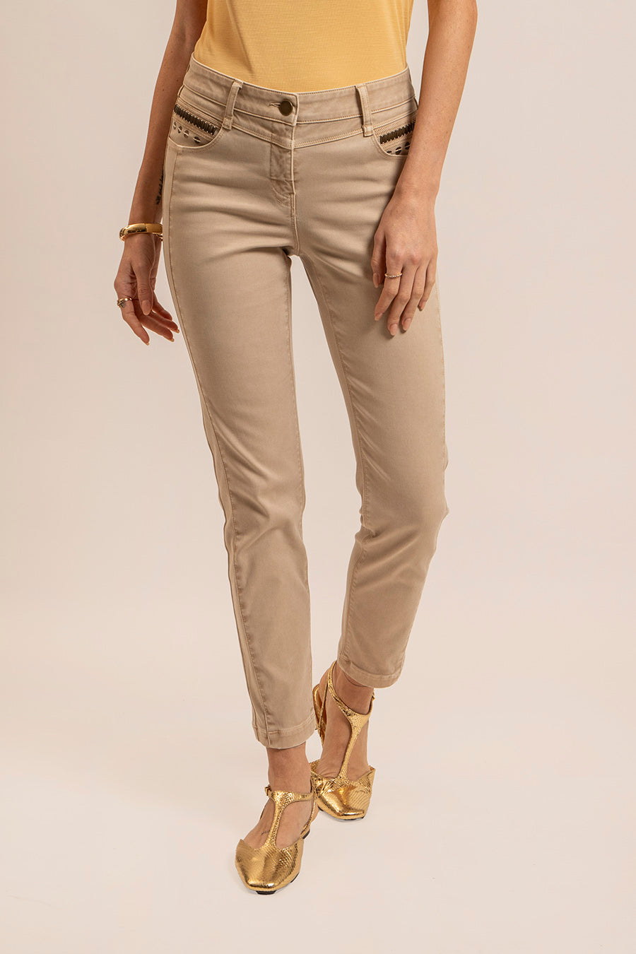 Pantalon slim beige | Elora