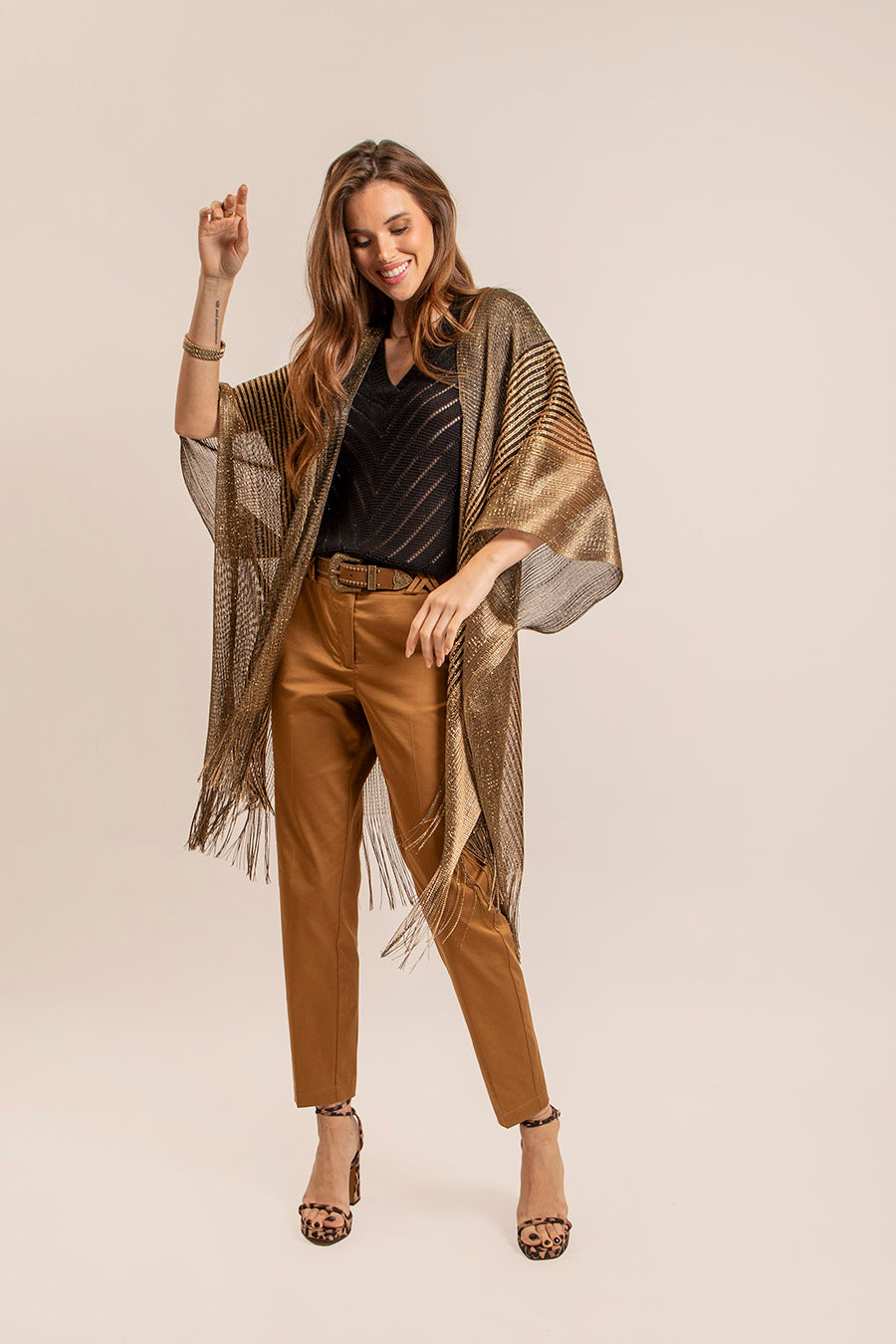 Pantalon seconde peau coloris caramel | Elora