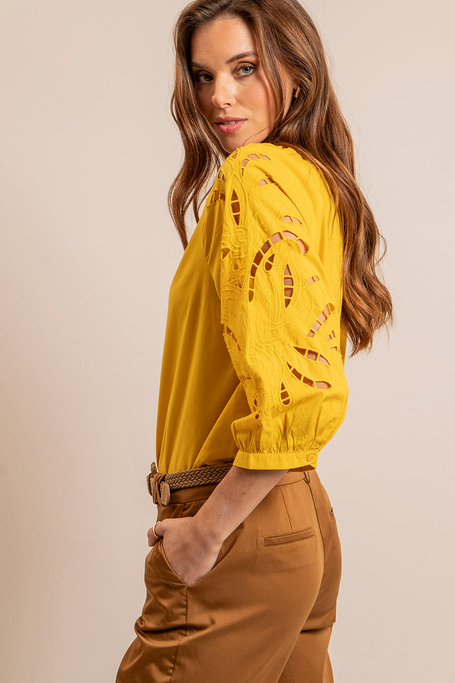 Blouse bohème en coton jaune | Elora
