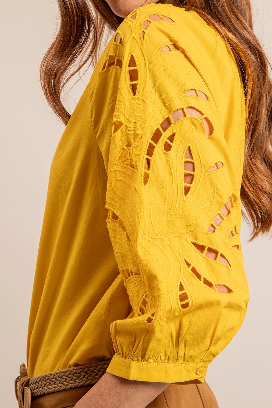 Blouse bohème en coton jaune | Elora
