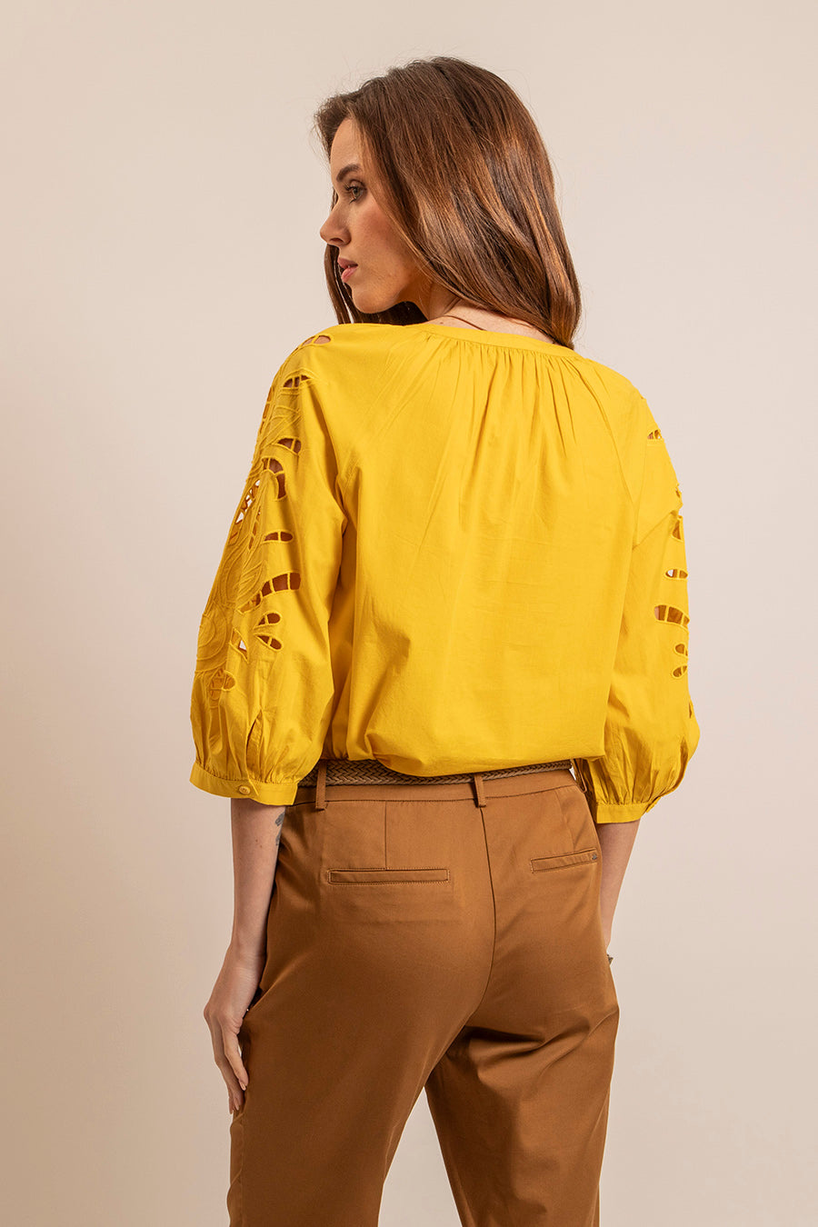 Blouse bohème en coton jaune | Elora