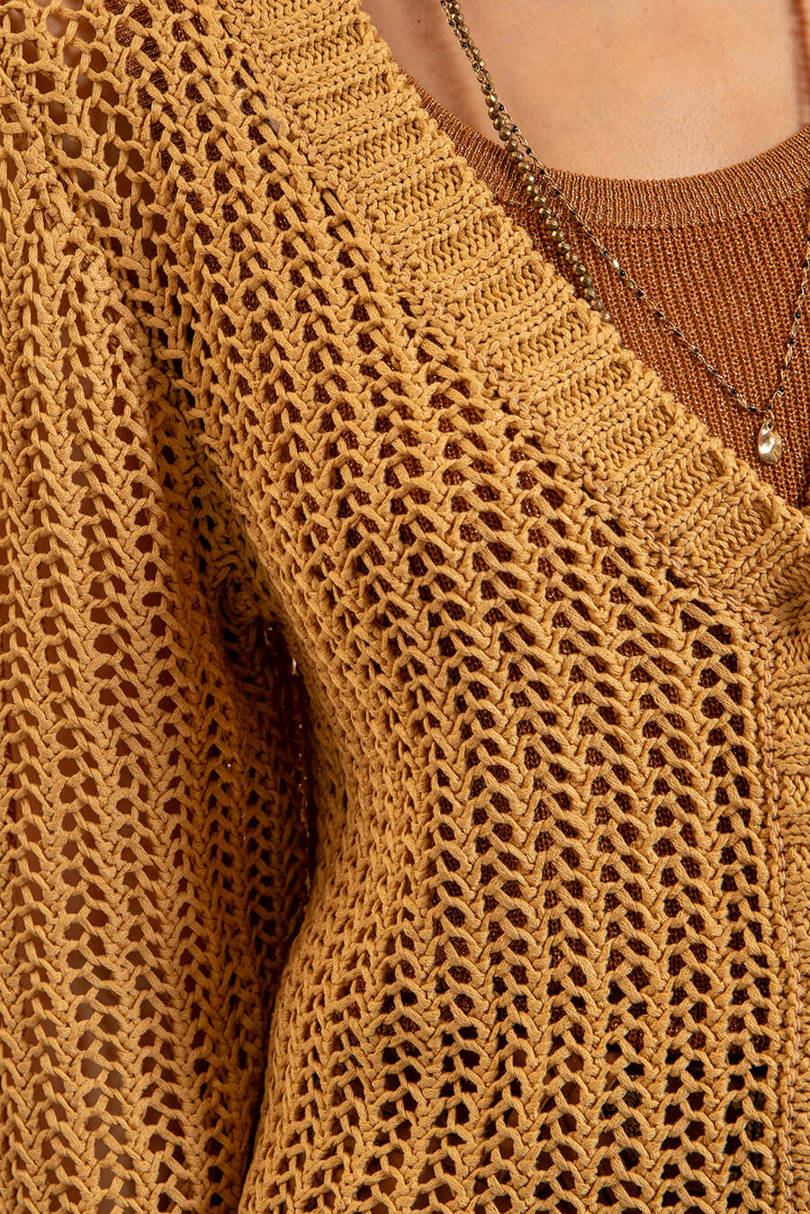 Gilet maille filet ocre | Elora