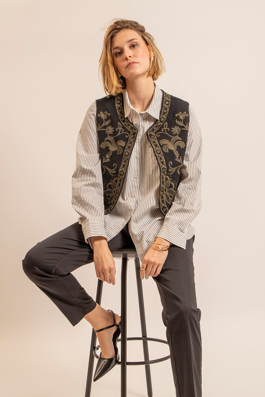 Chemise rayée kaki | Elora