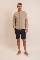 Chemise col mao kaki clair | Elora