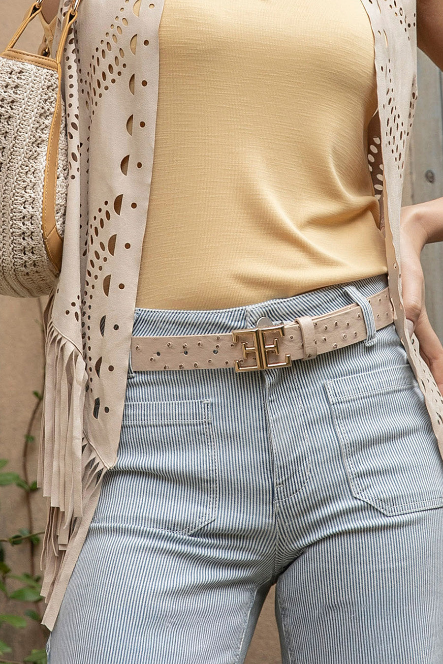 Ceinture logotée beige | Elora