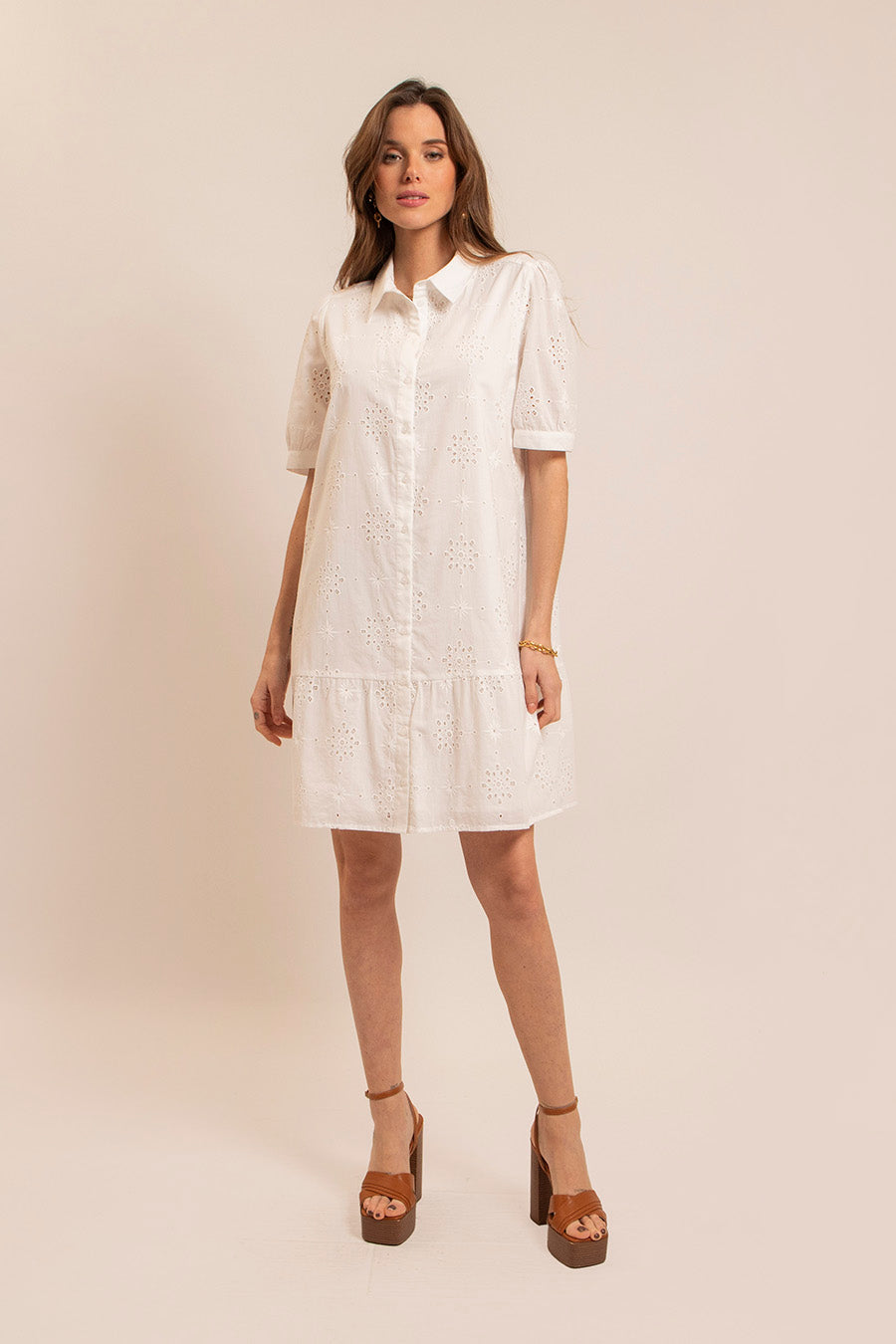 Robe broderie anglaise écrue | Elora