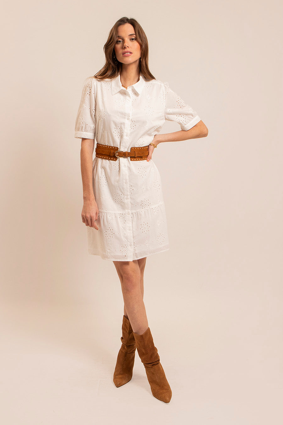 Robe broderie anglaise écrue | Elora