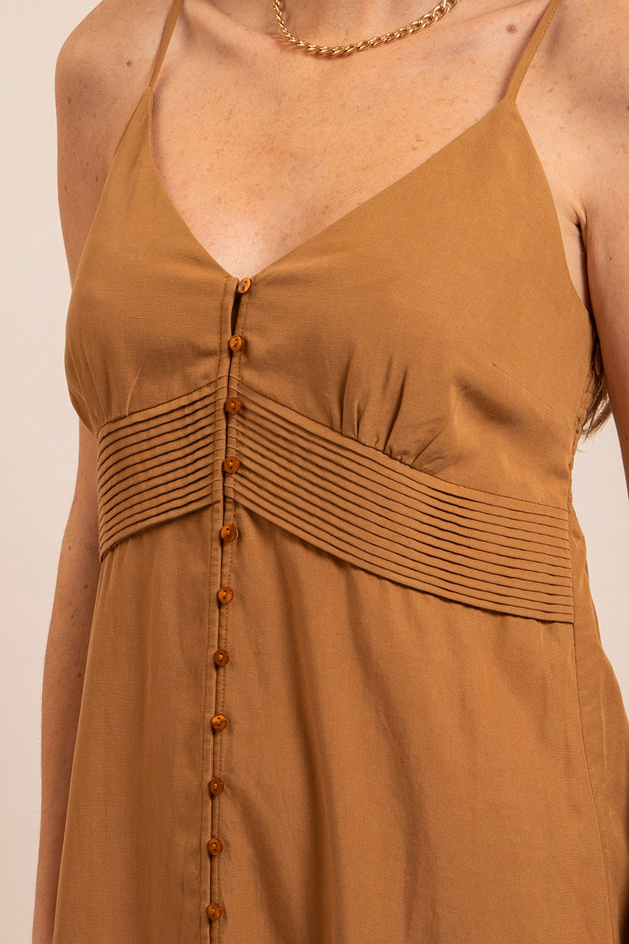 Robe midi en lin caramel | Elora