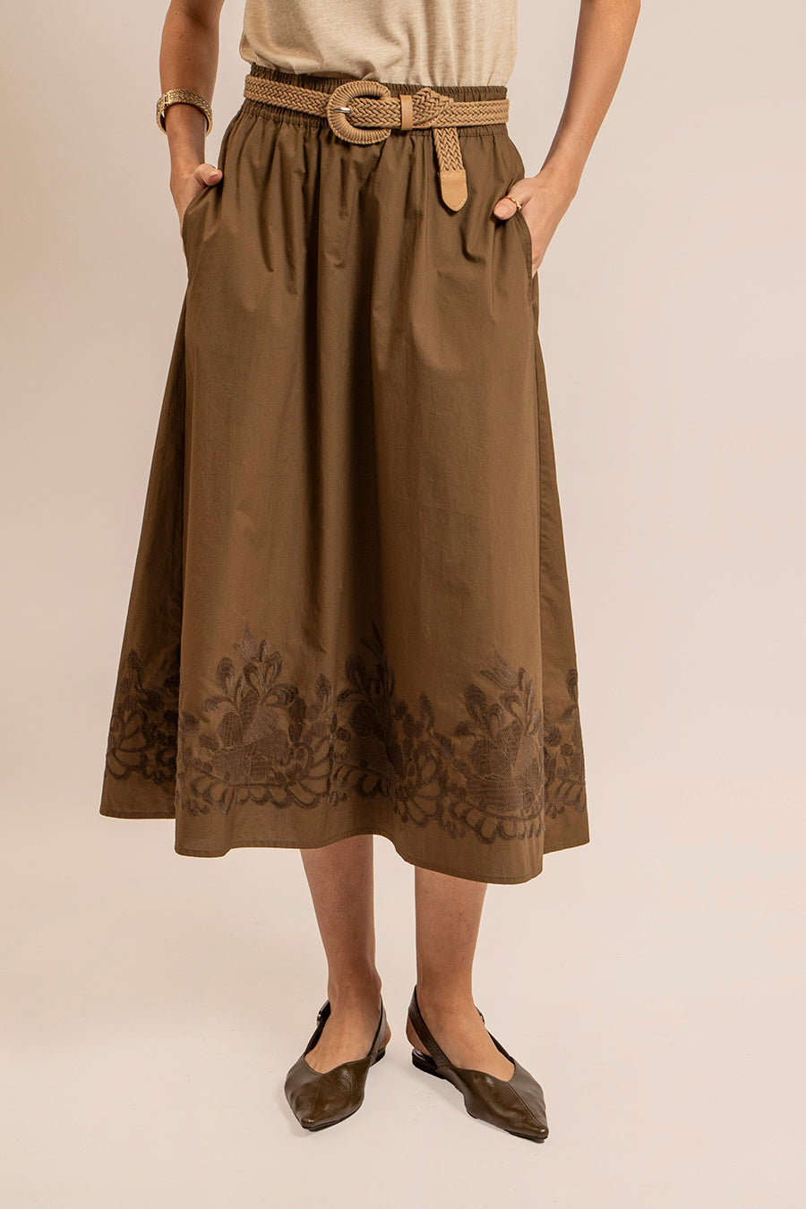 Jupe corolle olive | Elora