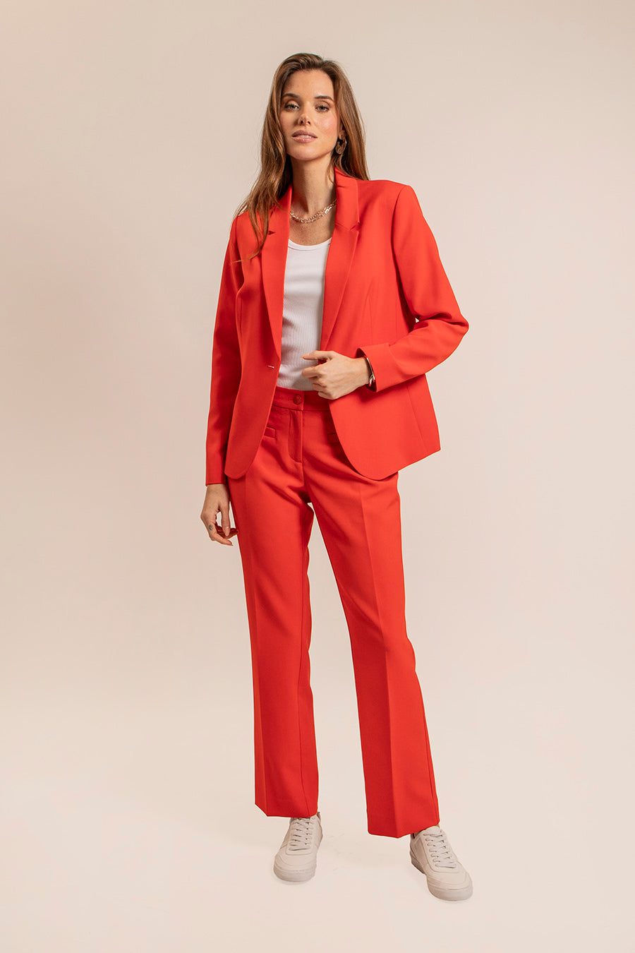 Veste tailleur infroissable orange | Elora