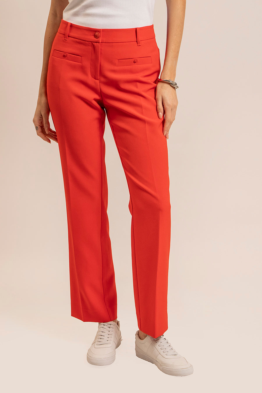 Pantalon tailleur infroissable orange | Elora